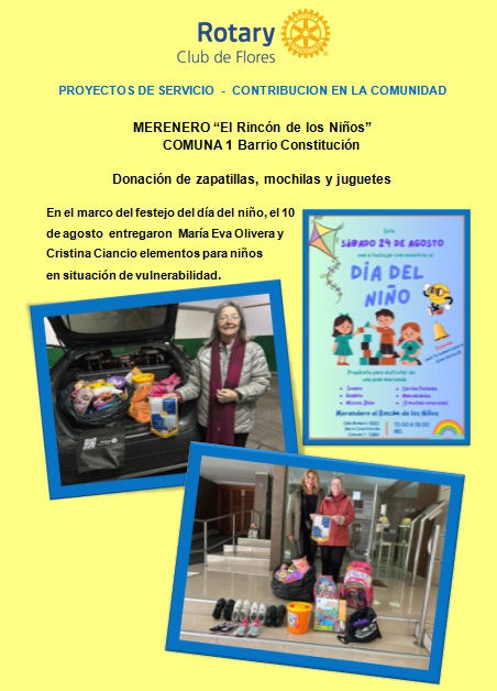 Juguetes, mochilas y zapatillas para merendero de la Comuna 1